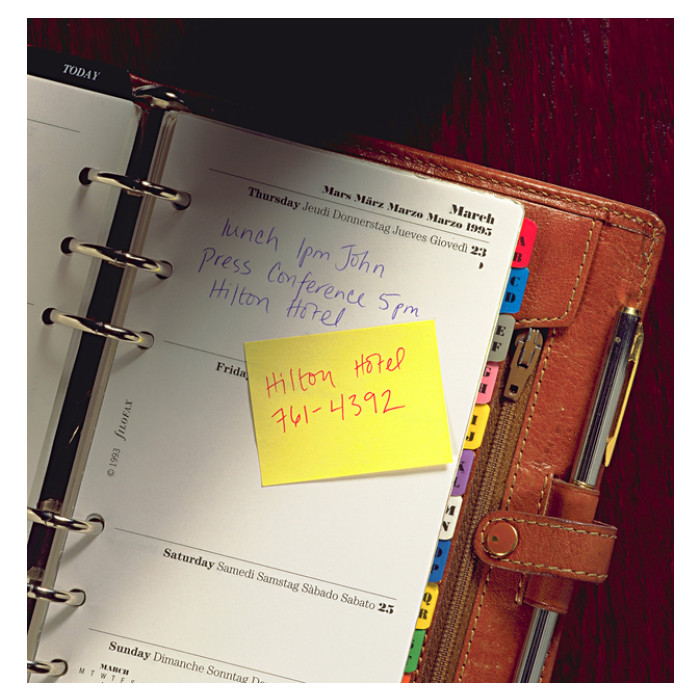 Memoblok Post-it 653-1B recycled 38x51mm canary yellow 6 stuks