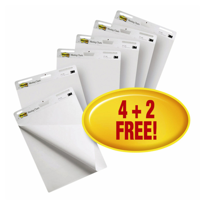 Meeting chart Post-it 559 Super Sticky 63.5x76.2mm wit 4+2 gratis