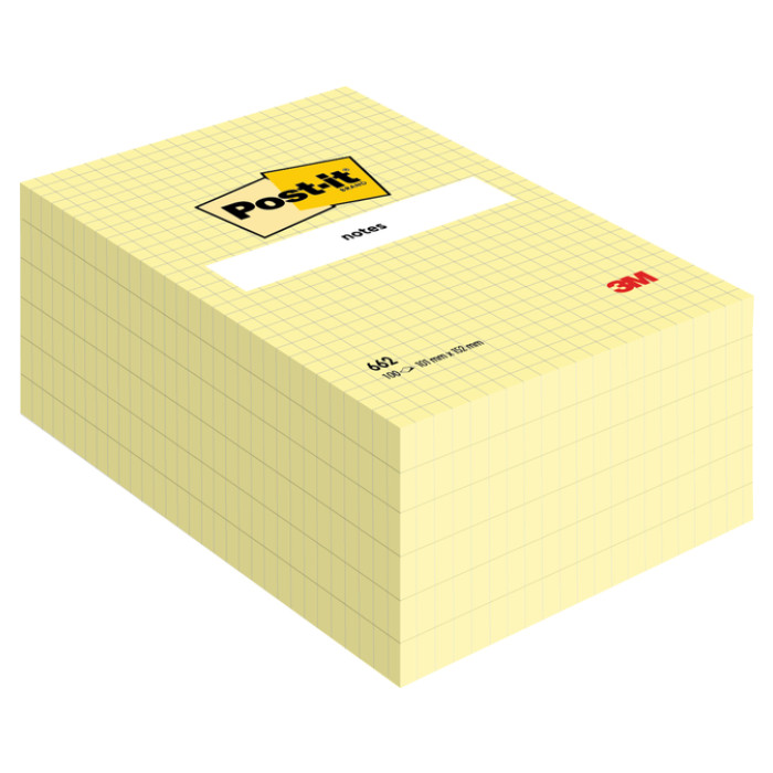 Memoblok Post-it 662 102x152mm ruit geel