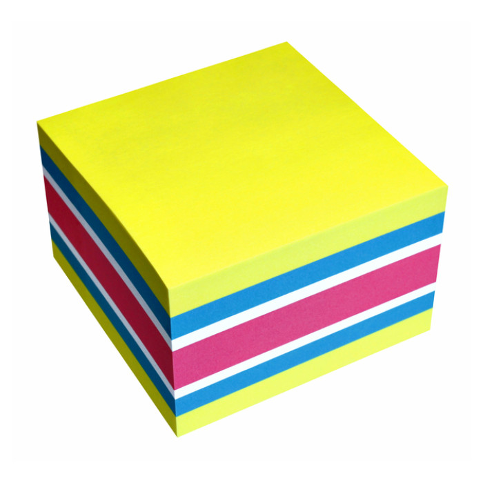 Memoblok info notes kubus 450 vel 75x75mm neon assorti 450 vel