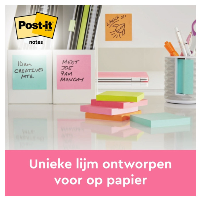 Memoblok Post-it 654 76x76mm neon geel 100 vel