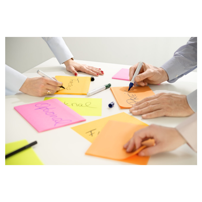 Memoblok Post-it 6845 Super Sticky 203x152mm assorti 4 stuks