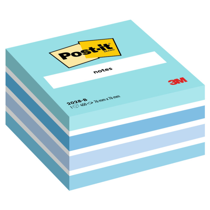 Memoblok Post-it 2028 76x76mm kubus pastel blauw