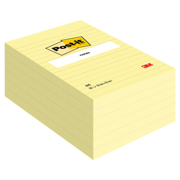 Memoblok Post-it 660 lijn 102x152mm canary yellow