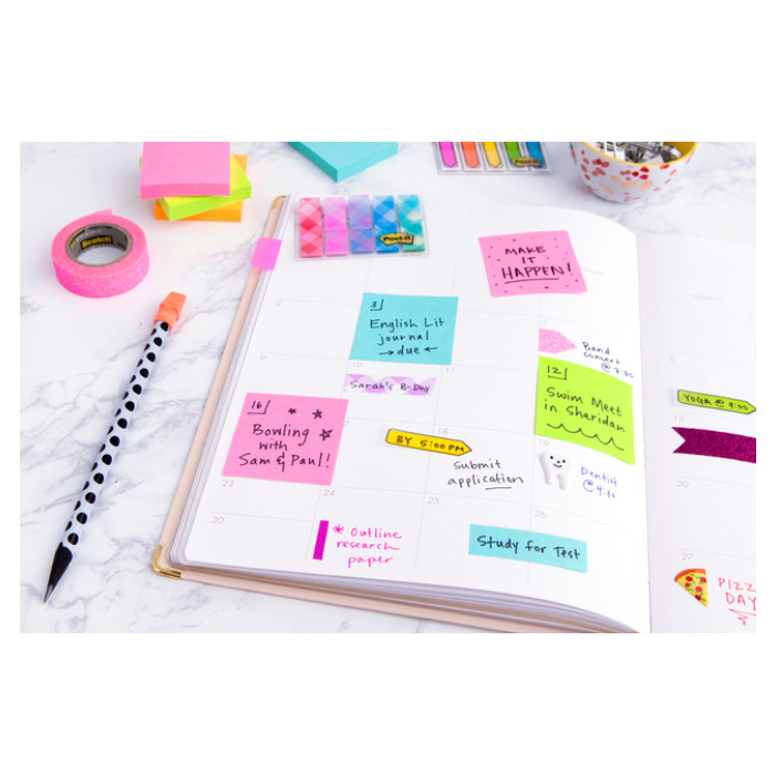 Memoblok Post-it 2028 76x76mm kubus neon kleuren