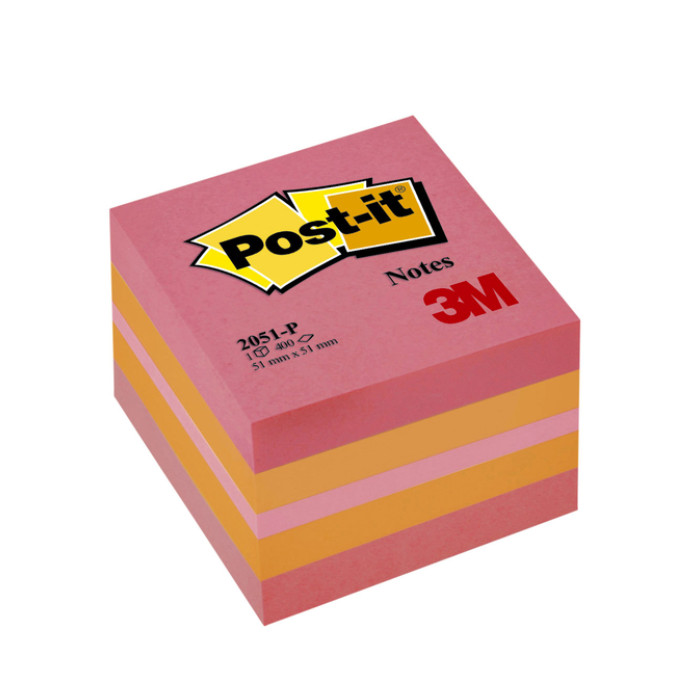 Memoblok Post-it 2051 51x51mm kubus roze