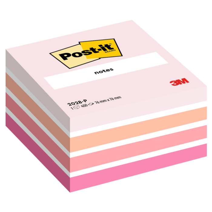 Memoblok Post-it 2028 76x76mm kubus pastel roze