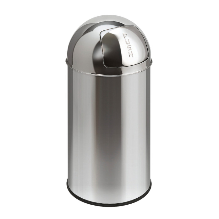 Afvalbak Pushcan met pushdeksel 40liter zilver