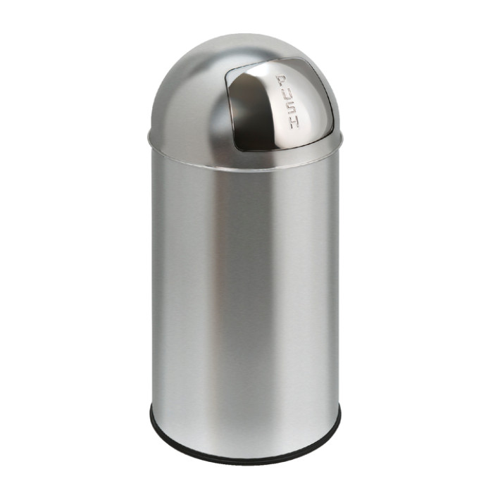 Afvalbak Pushcan met pushdeksel 40liter mat RVS