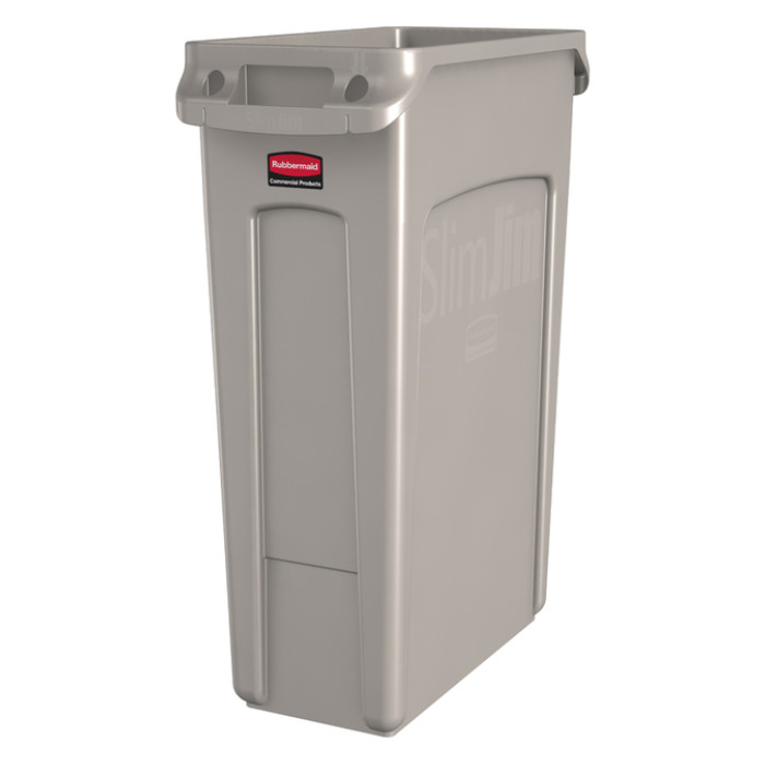 Afvalbak Rubbermaid Slim Jim Vented met luchtsleuven 87 liter grijs