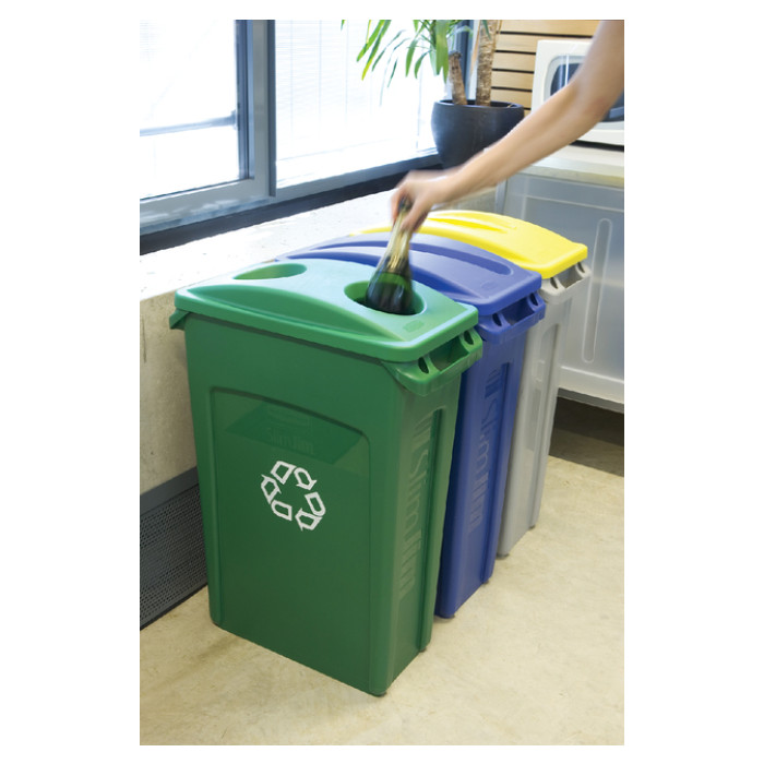 Afvalbak Rubbermaid Slim Jim Vented met luchtsleuven 87 liter grijs
