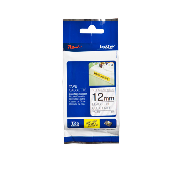 Labeltape Brother P-touch TZe-S231 extra sterk klevend 12mm zwart op wit