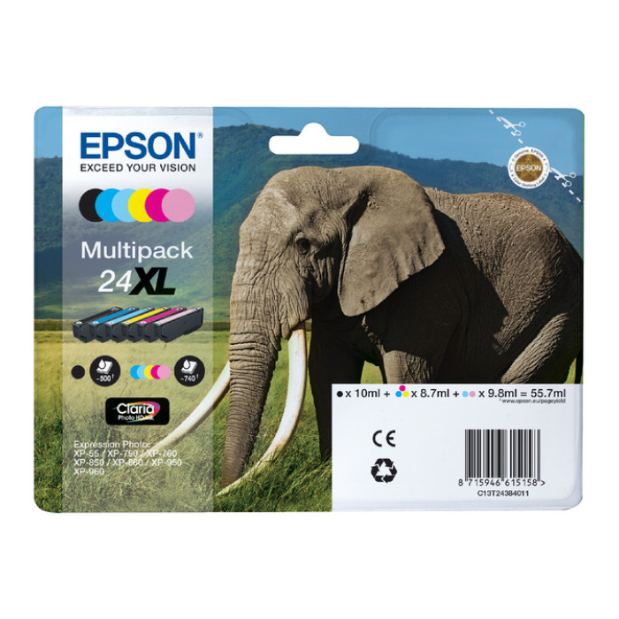 Inktcartridge Epson 24XL T2438  zwart + 5 kleuren