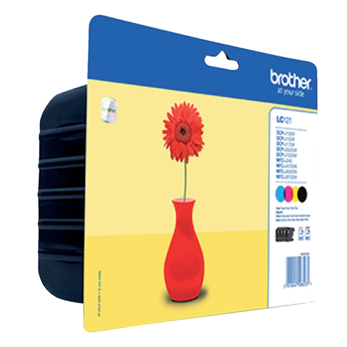 Inktcartridge Brother LC-121VALBP zwart + 3 kleuren