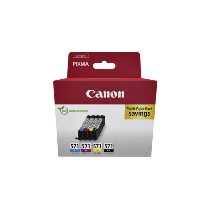 Inktcartridge Canon CLI-571 zwart + 3 kleuren