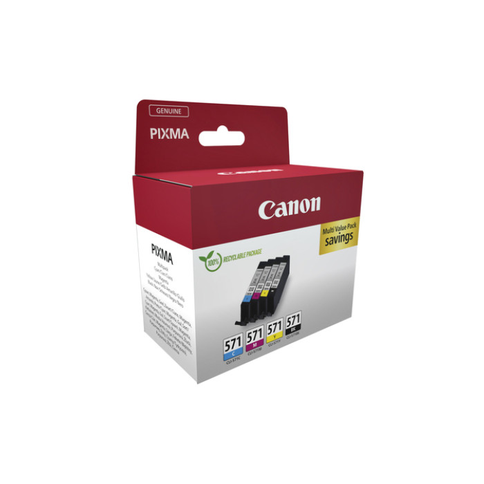 Inktcartridge Canon CLI-571 zwart + 3 kleuren