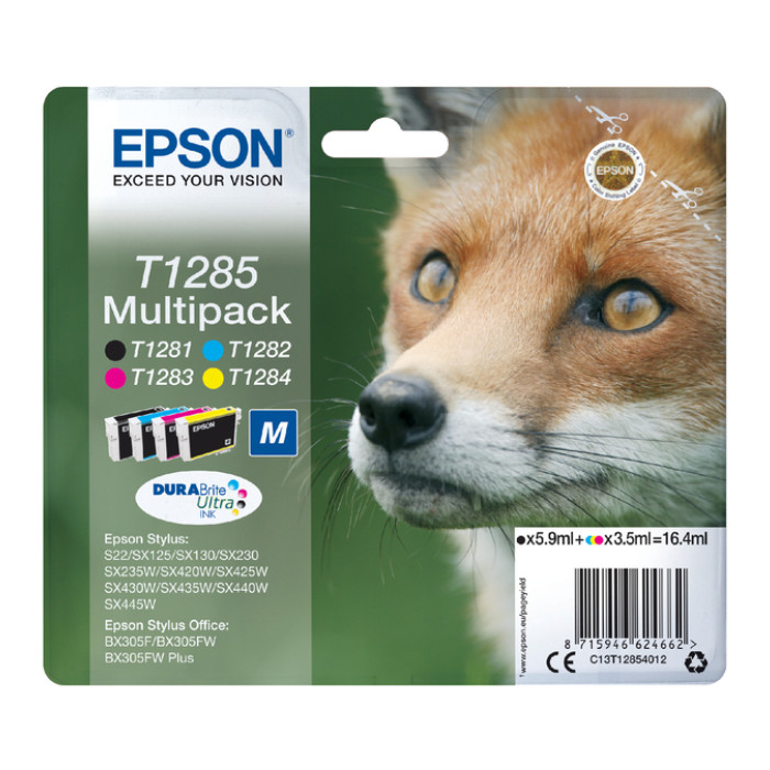 Inktcartridge Epson T1285 zwart + 3 kleuren