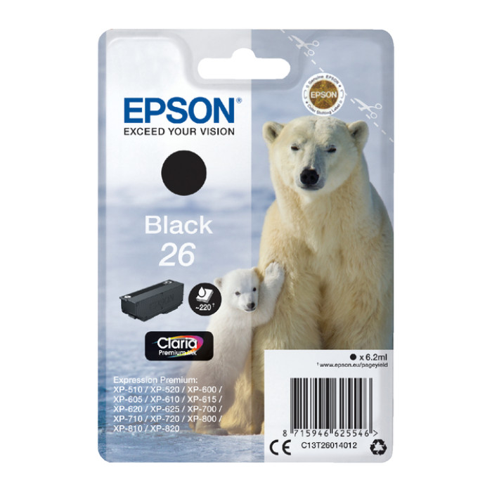 Inktcartridge Epson 26 T2601 zwart