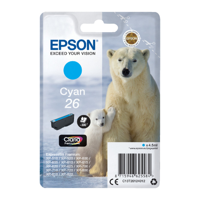 Inktcartridge Epson 26 T2612 blauw