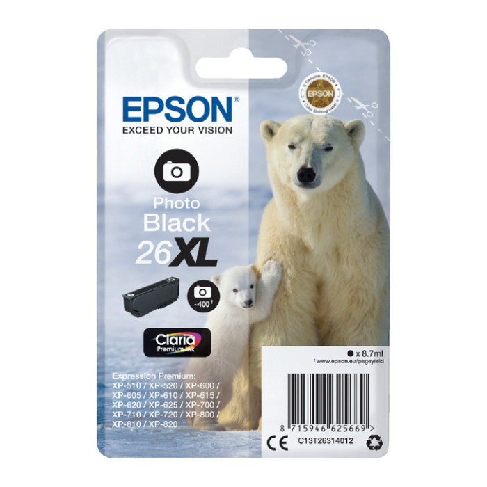 Inktcartridge Epson 26XL T2631 foto zwart