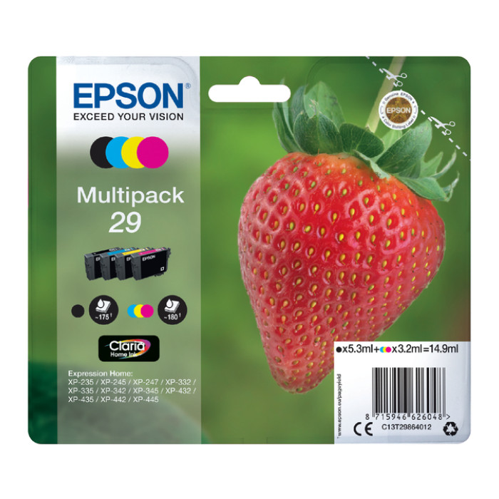 Inktcartridge Epson 29 T2986 zwart + 3 kleuren