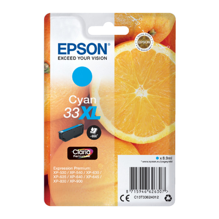 Inktcartridge Epson 33XL T3362 blauw