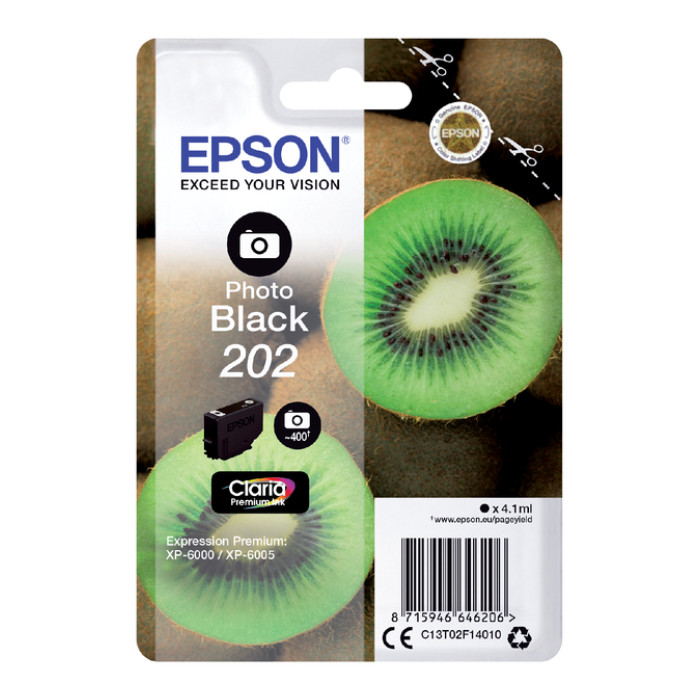Inktcartridge Epson 202 T02F14 foto zwart