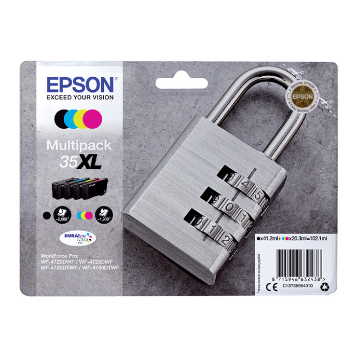 Inktcartridge Epson 35XL T3596 zwart + 3 kleuren
