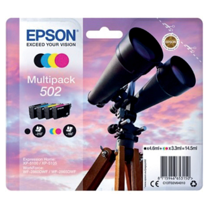 Inktcartridge Epson 502 T02V6 zwart + 3 kleuren