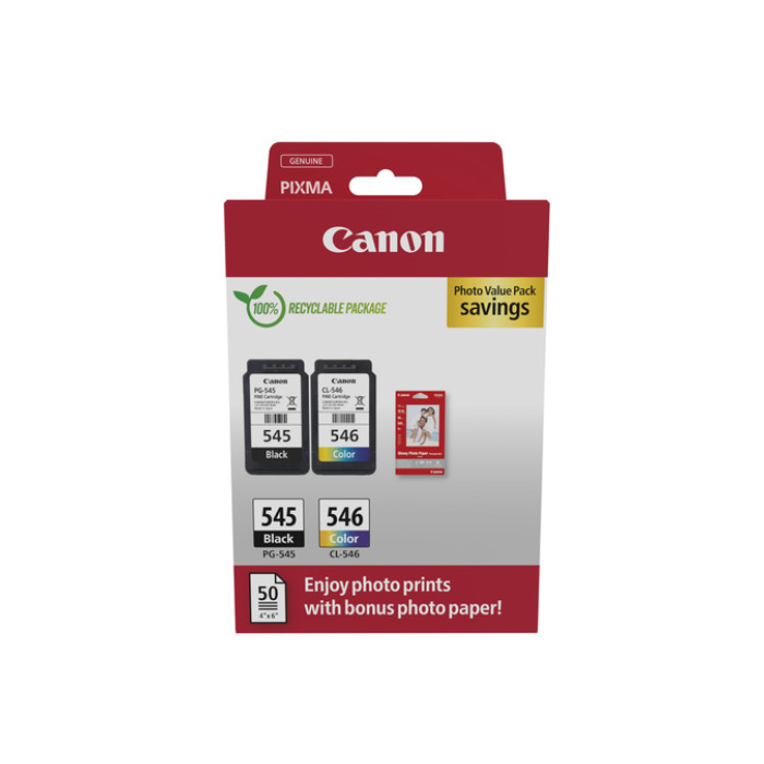 Inktcartridge Canon PG-545 CL-546 zw + kl + papier