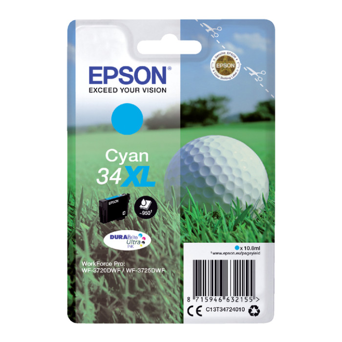 Inktcartridge Epson 34XL T3472 blauw