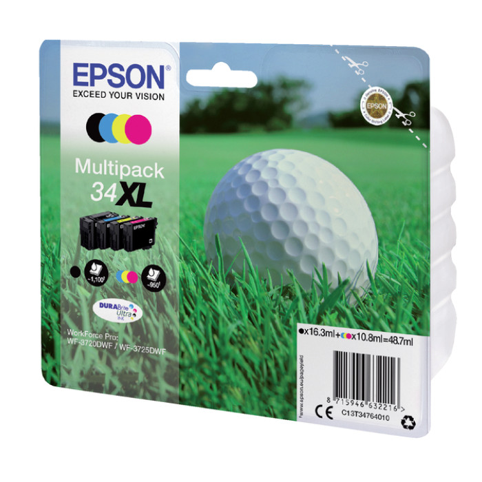 Inktcartridge Epson 34XL T3476 zwart + 3 kleuren