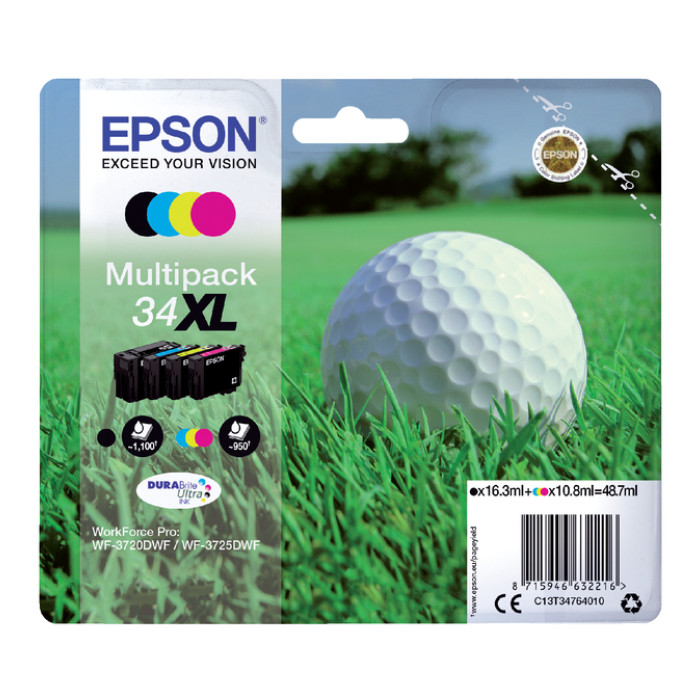 Inktcartridge Epson 34XL T3476 zwart + 3 kleuren