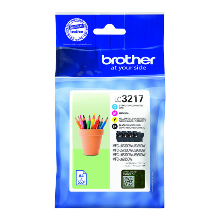 Inktcartridge Brother LC-3217 zwart + 3 kleuren