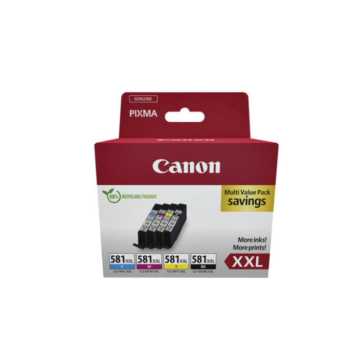Inktcartridge Canon CLI-581XXL zwart + 3 kleuren