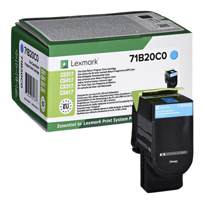 Tonercartridge Lexmark 71B20C0 blauw