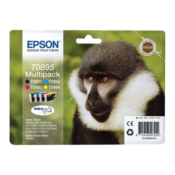 Inktcartridge Epson T0895 zwart + 3 kleuren