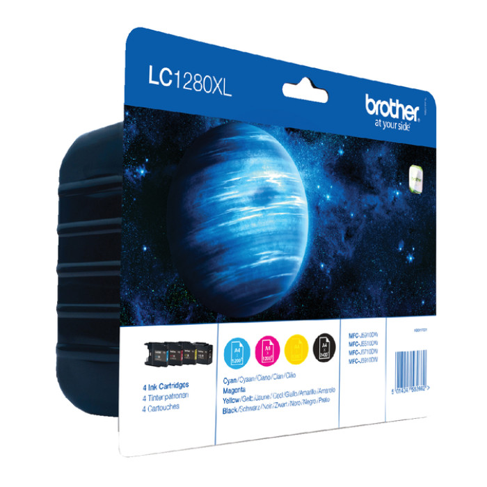Inktcartridge Brother LC-1280XLVALBP zwart + 3 kleuren