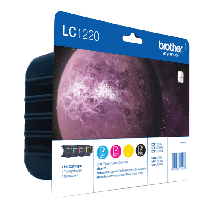 Inktcartridge Brother LC-1220VALBP zwart + 3 kleuren