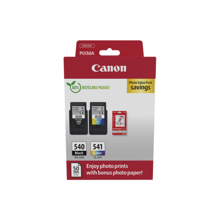 Inktcartridge Canon PG-540 CL-541 zw + kl + papier