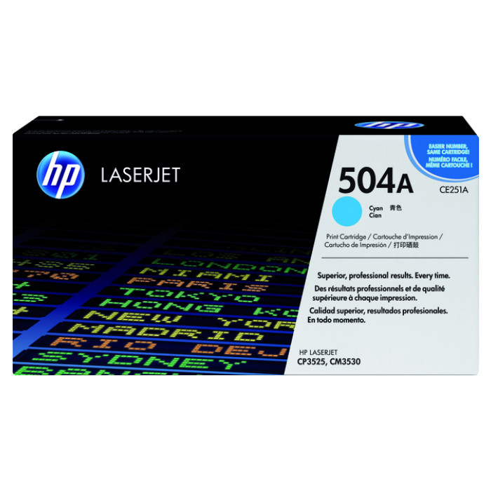 Tonercartridge HP CE251A 504A blauw