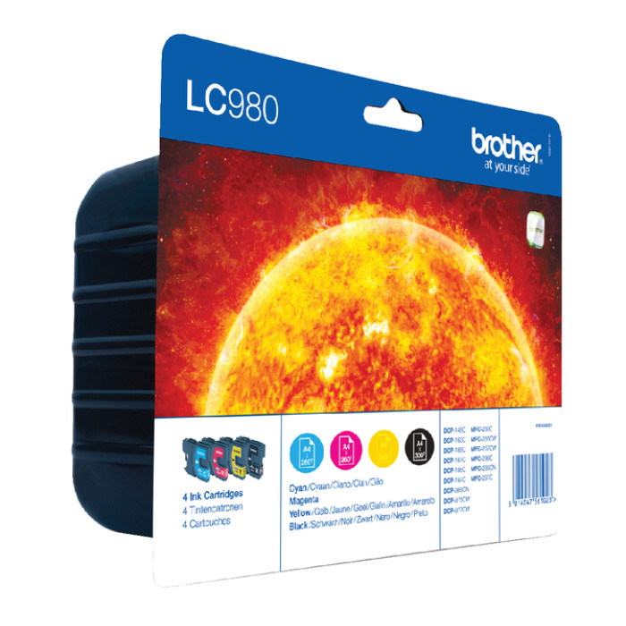 Inktcartridge Brother LC-980VALBP zwart + 3 kleuren