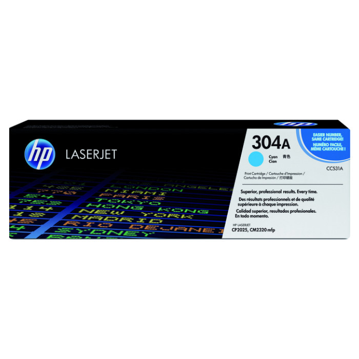 Tonercartridge HP CC531A 304A blauw
