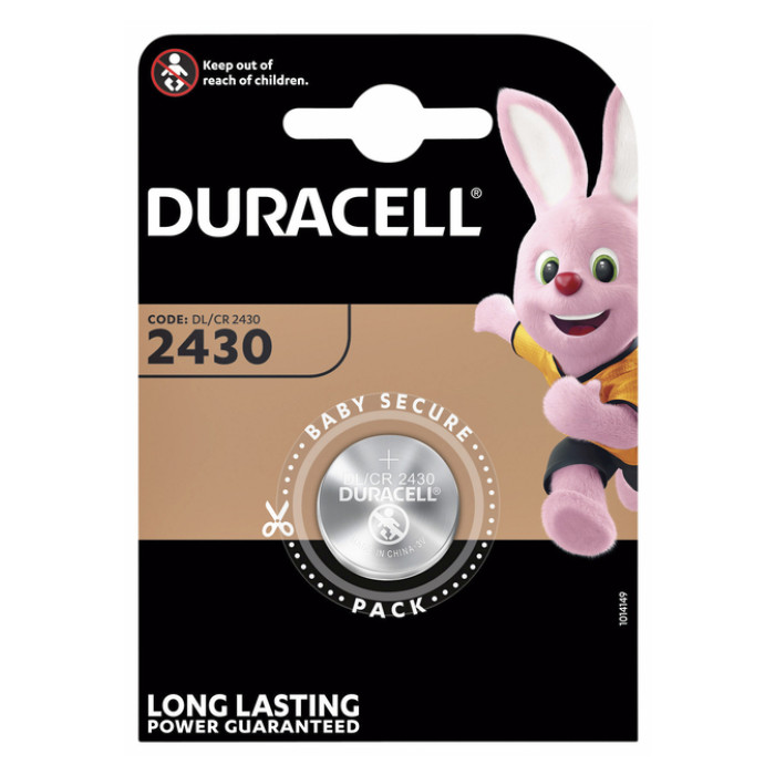 Batterij Duracell knoopcel 1xCR2430 lithium Ø24mm 3V-280mAh