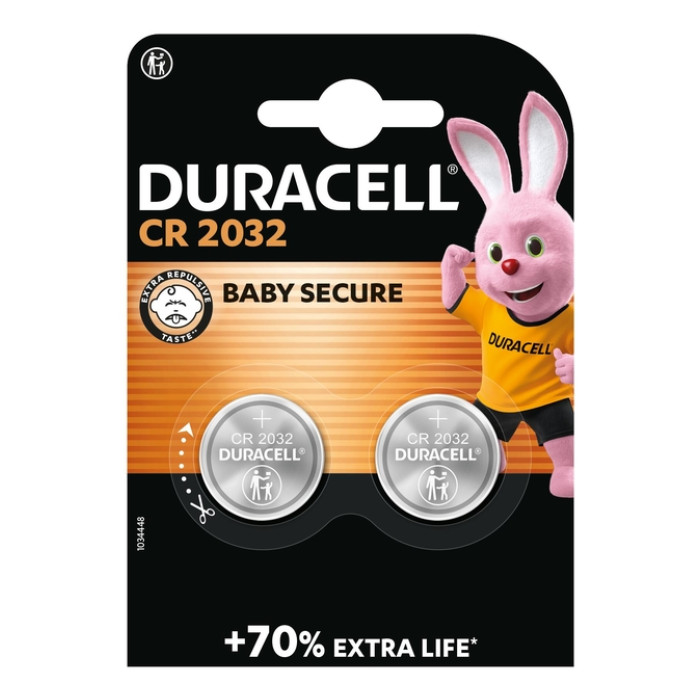Batterij Duracell knoopcel 2xCR2032 lithium Ø20mm 3V-180mAh