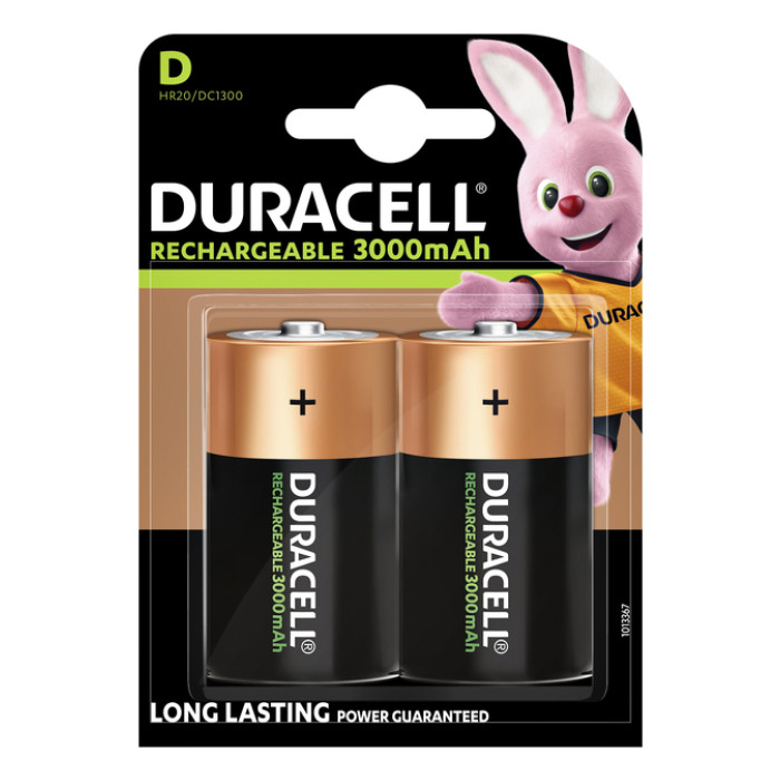 Batterij oplaadbaar Duracell 2xD 3000mAh Plus