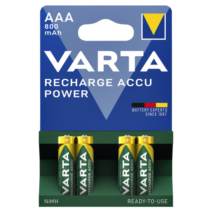 Batterij oplaadbaar Varta 4xAAA 800mAh ready2use