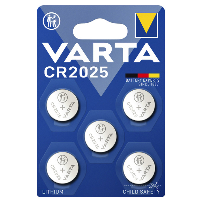 Batterij Varta knoopcel CR2025 lithium blister à 5stuk
