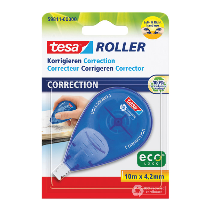 Correctietape tesa® ecoLogo® rechts & linkshandig 10mx4,2mm blister