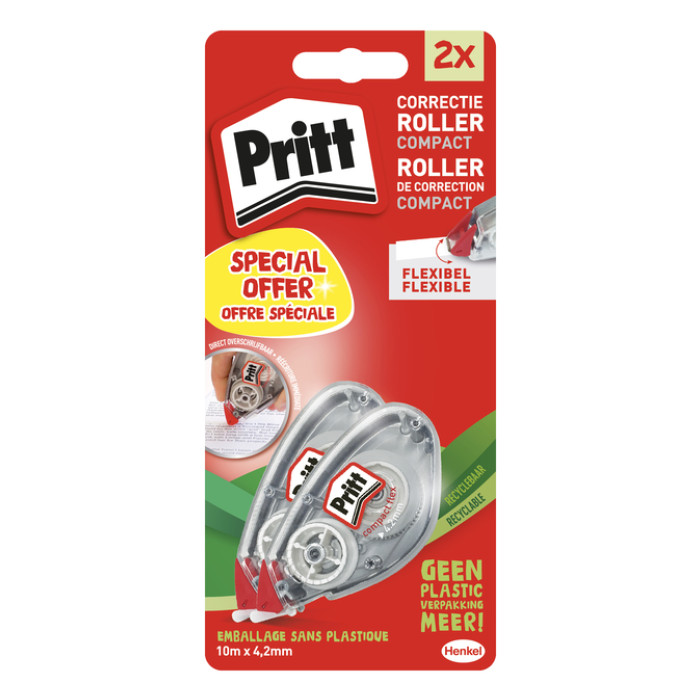 Correctietape Pritt Compact Flex 4.2mmx10m blister à 2 stuks